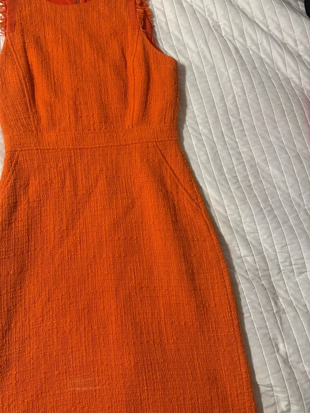 J. Crew Sleeveless Textured Midi Dress in Vibrant Orange